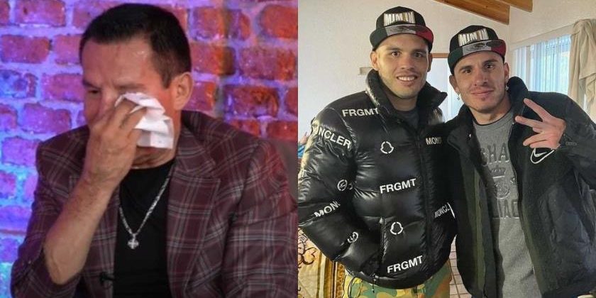 Julio César Chávez fotocomposición llorando con sus hijos