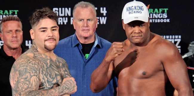 Andy Ruiz pesaje vs. Luis Ortiz del 030922 en Los Angeles