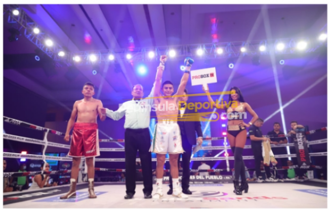 José Guillermo Keb Canul Baby Luis VI vs. Brayan Terrible Patricio gdu 4 del 230922 en Centro de Convenciones de Cancún con réferi Lauro Sánchez, debut profesional marca de agua