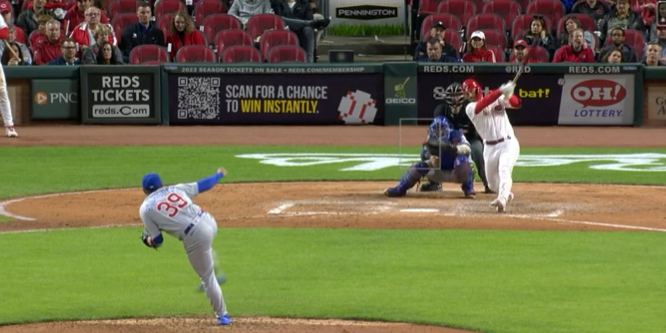 Manuel Bolón Rodríguez vs. Jonathan India, 8a entrada 1 del 031022 en Cincinnati, Rojos ganaron 3×1