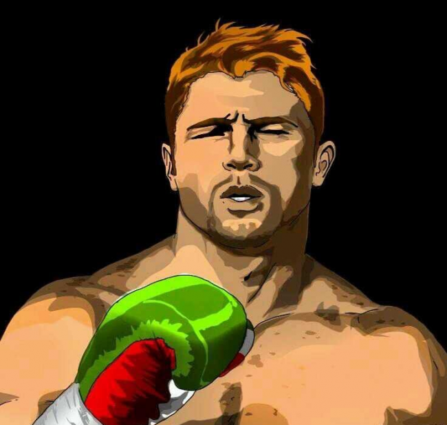 Saúl Canelo Álvarez caricaturizado
