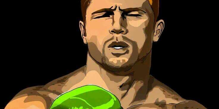 Saúl Canelo Álvarez caricaturizado
