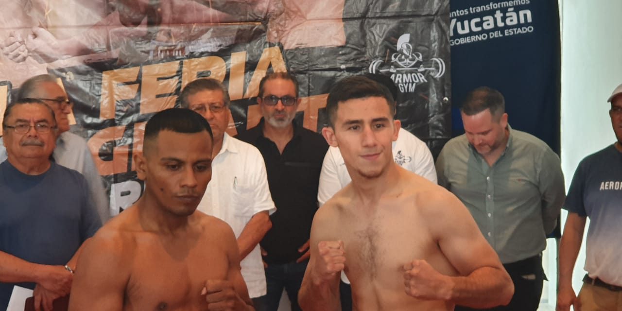 Pablo Rojo Peraza pesaje vs. Ángel King Ramírez, del 181122 en Gran Museo del Mundo Maya con Jorge Esteban , Mauro Chalé, Lazo