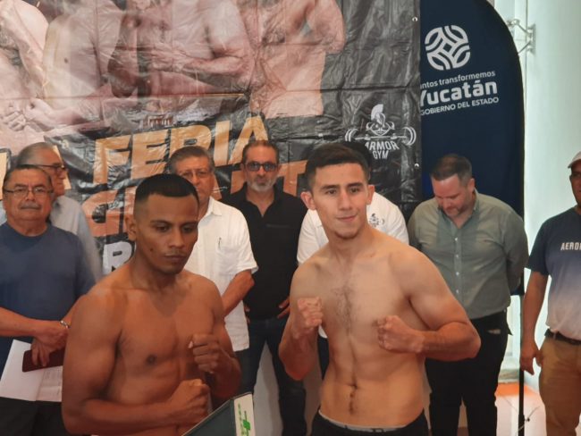 Pablo Rojo Peraza pesaje vs. Ángel King Ramírez, del 181122 en Gran Museo del Mundo Maya con Jorge Esteban , Mauro Chalé, Lazo