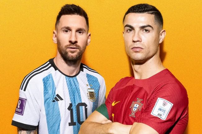 Lionel Messi con Cristiano Ronaldo