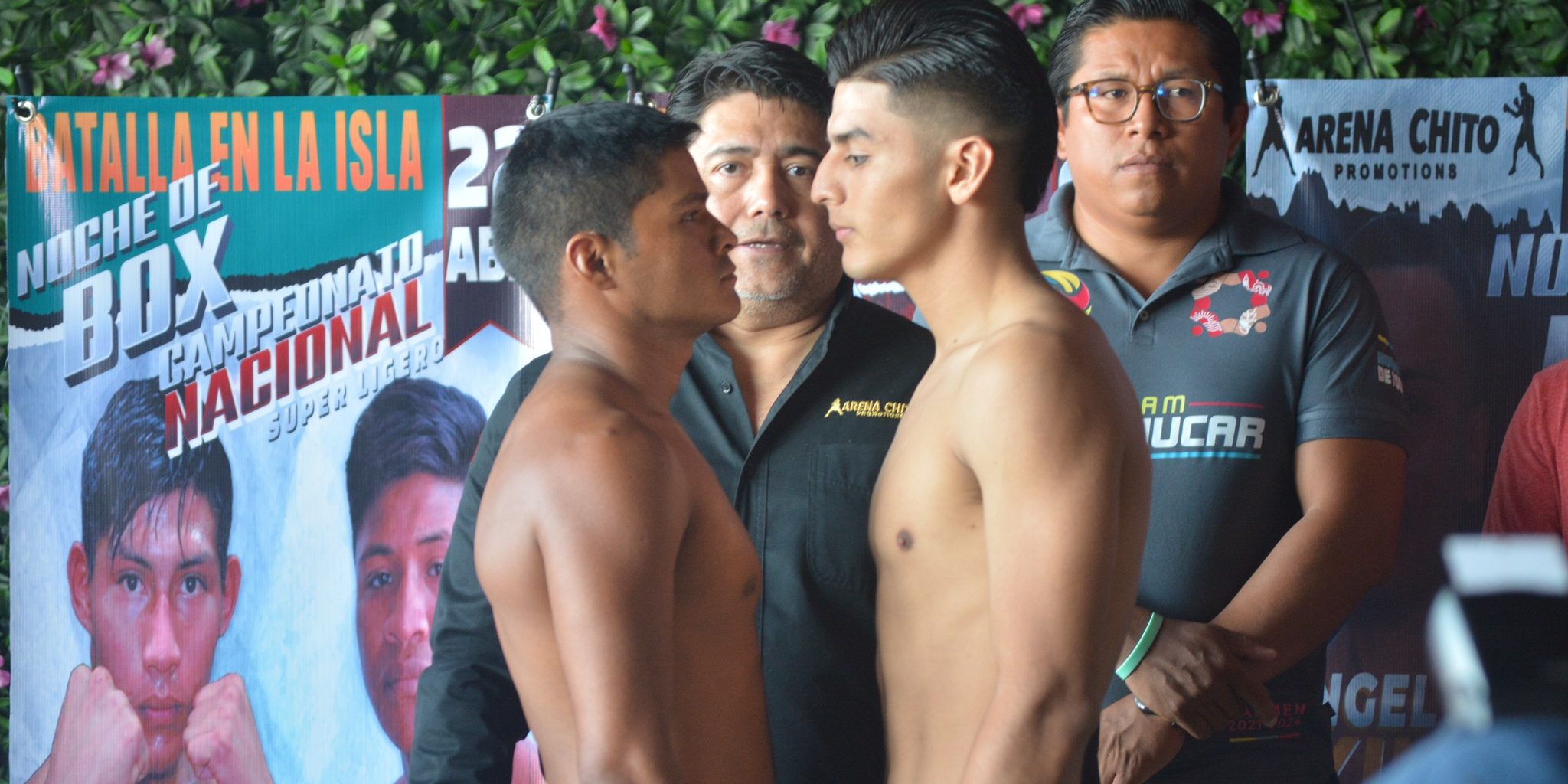Guillermo Keb pesaje vs. Moisés Velázquez, 3a pelea profesional, 1 del 210423 en Ciudad del Carmen