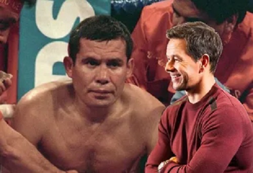 Julio César Chávez fotcomposición con Mark Wahlberg