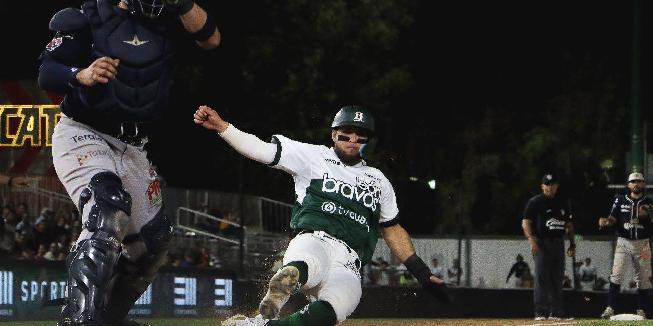 Bravos de León vs. Tigres de Quintana Roo, juego 23, 2o de la serie, serie para los Bravos, 4×1, del 170523 en León, Keven Lamas anotando