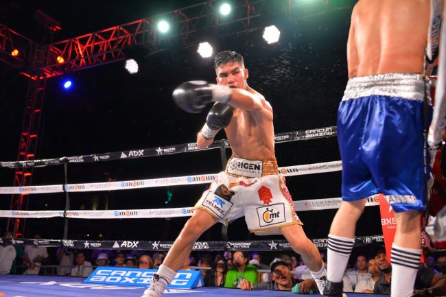 David General Cuéllar vs. Francisco Chico Mendívil, gdu 10 del 190523 en Cancún, 1a pelea en la playa en Cancún y debut del Hotel Flamingo en el boxeo