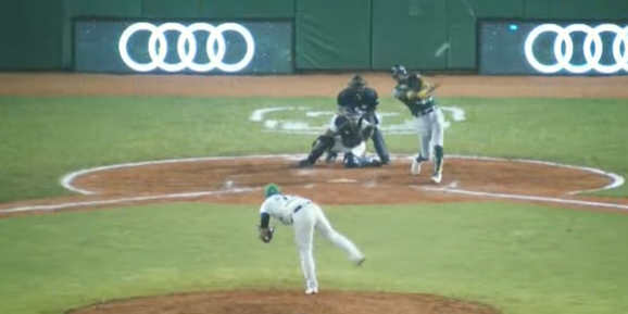 Leones de Yucatán vs. Olmecas de Tabasco, juego 12, 3o de la serie, serie para los Olmecas, 11×5, del 040523 en Villahermosa, 6o jonrón de José Cafecito Martínez, leones rompe racha de 7 derrotas