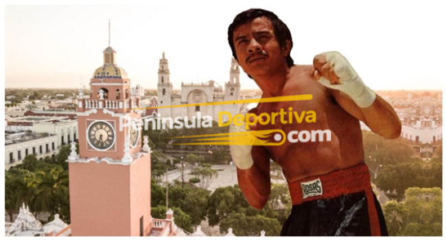 Guadalupe Lupe Madera con fondo de la catedral de Mérida, con marca de agua