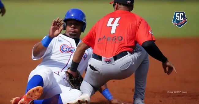 Alazanes de Granma vs. Fargo-Moorhead RedHawks , 1er juego en la historia de la Baseball Cha,mpions League, 3×1, del 280923 en parque Kukulcán de Mérida