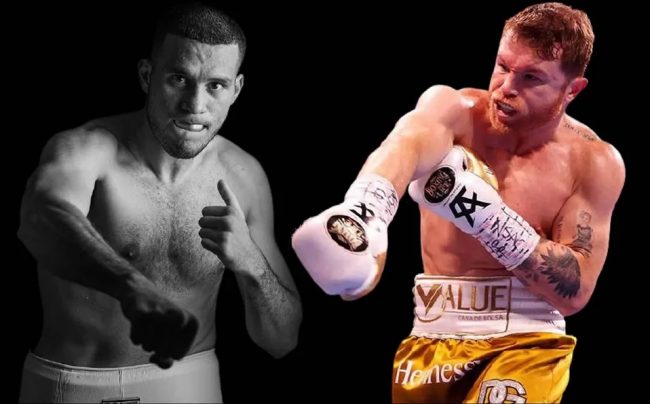 fotocomposición Saúl Canelo Álvarez con David Benavídez