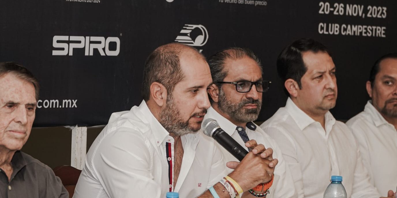 Arturo Millet Molina, Jorge Haro Giffening, Jorge Esteban Abud, presentación copa mundial yucatán 2023, edición 36, del 071123 en Club Campestre