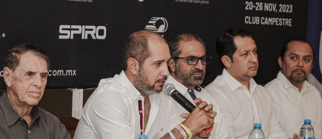 Arturo Millet Molina, Jorge Haro Giffening, Jorge Esteban Abud, presentación copa mundial yucatán 2023, edición 36, del 071123 en Club Campestre