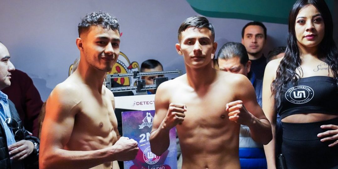 Hafit Talavera pesaje vs. Carlos Vargas, del 190124 en Ciudad Juárez, primera pelea suya fuera de Yucatán