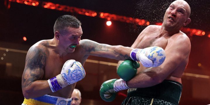 Oleksandr Usyk vs. Tyson Fury gdd-12 ganó campeonato mundial completo indiscutido,ganó título CMB y retuvo los de la AMB, OMB y FIB, del 180524 en Kingdom Arena, Riyadh Arabia Saudita