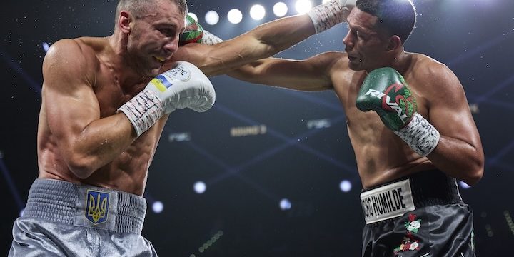 David Benavídez vs. Oleksandr Gvozdyk gdu 12 2 del 150624 en Las Vegas réferi Thomas Taylor, ganó cetro interino semicompleto del CMB