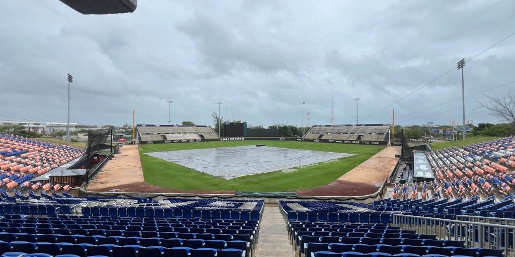 Tigres de Quintana Roo vs. Piratas de Campeche, juego 57 y 55, respectivamente, 1o y 2o de la serie, suspendidos por lluvia, del 230624 en Cancún