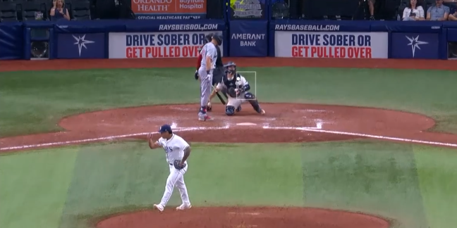 Manuel Bolón Rodríguez vs. Trevor Larnach, de Minnesota, 1er bateador 9a entrada, lo ponchó cantado, del 020924 en Tampa, ganó Minnesota 5×4