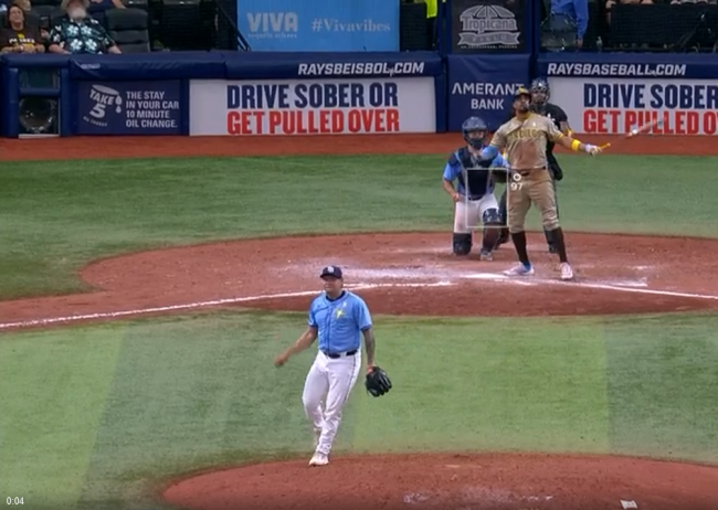 Manuel Bolón Rodríguez vs. Xander Bogaerts, 3er bateador de la 9a, empujó carrera del triunfo de San Diego y derrota para Rodríguez, del 010924 en Tampa