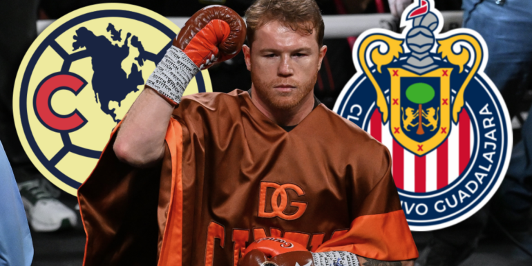 fotocomposición Canelo Álvarez América y Chivas