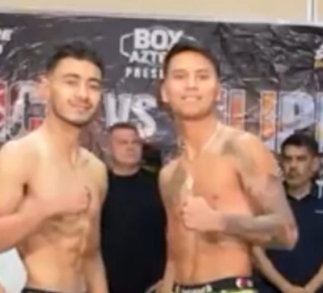 Jarol Cervera pesaje vs. Carlos Vargas, del 111024 en Hermosillo