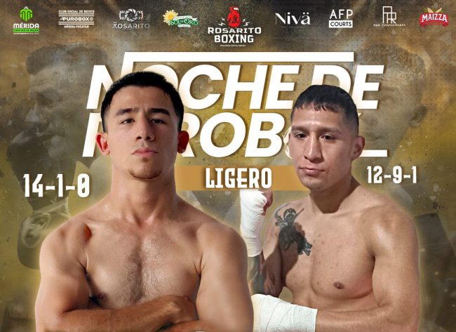 Cartel Pablo Rojo Peraza vs. Ulises El Domador Suárez, del 161124 en Méridam debut de Rosarito Boxing en el Centro Internacional de Convenciones