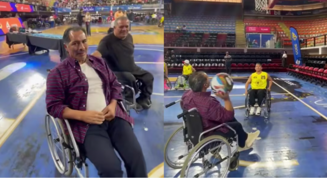 Benjamín Galindo en silla de ruedas