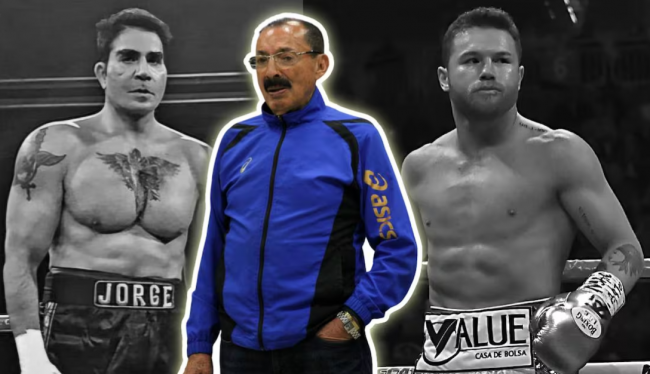 fotocomposición Ignacio Nacho Beristáin, Jorge Kahwagi y Saúl Canelo Álvarez