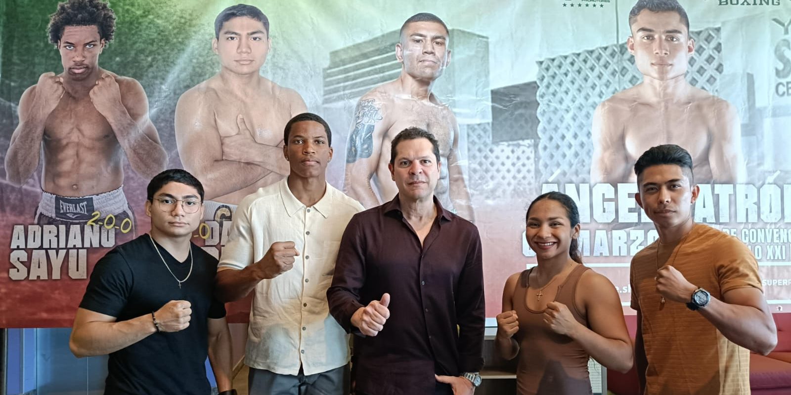 Daniel Tortuga Garrido, Adriano Sayú, Mario Abraham Xacur, Selina Rojas y Russell Acosta, rueda de prensa del 130225 para función del 080225, en Ibys Galerías