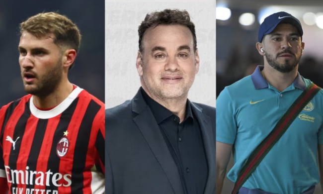 fotocomposición Henry Martín con David Faitelson y Santiago Giménez