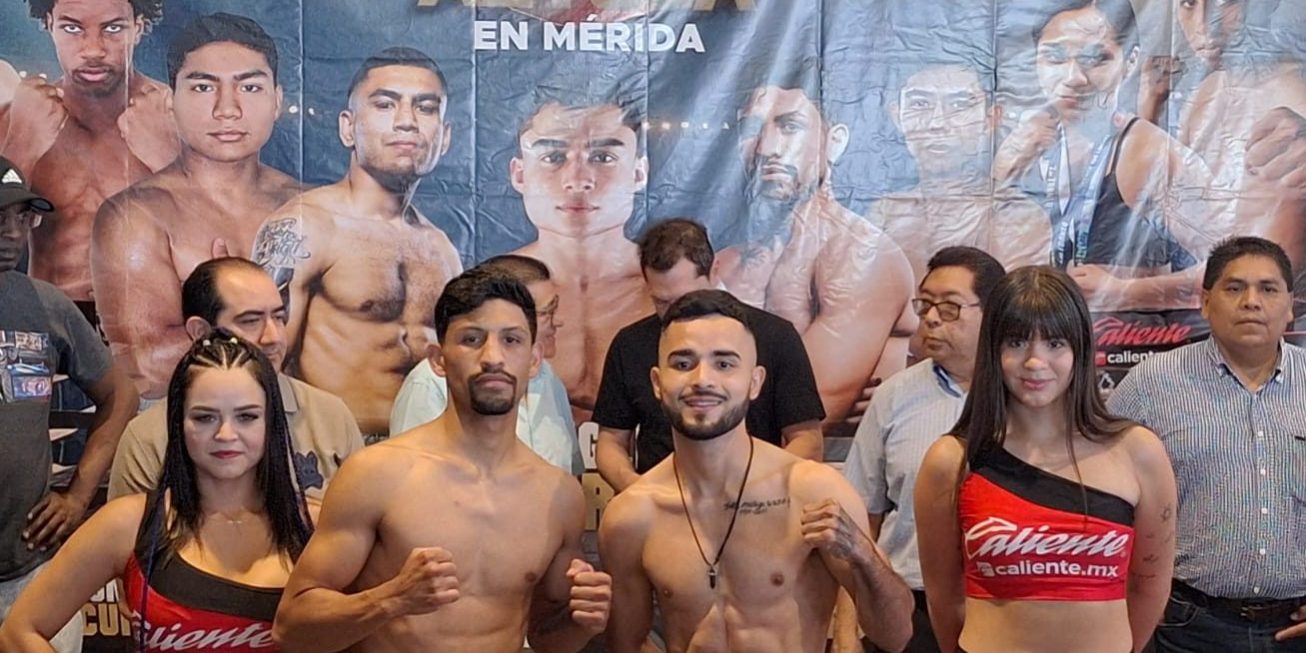 Erik Terrible Robles pesaje vs. Jesús Veneno Aréchiga, del 070325 en Hotel Ybis Galerías con Jorge Martín Pech, Guillermo Brito jr. y Raúl Jiménez Ávila