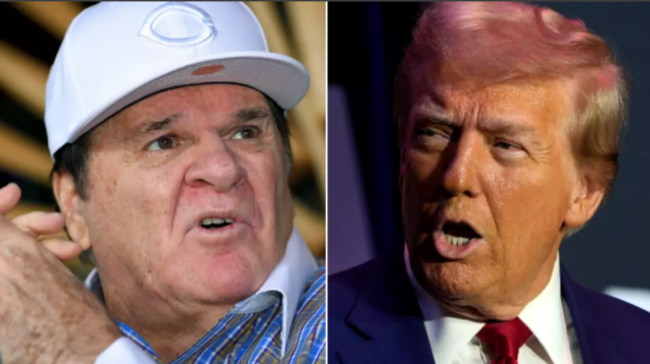 fotocomposición Pete Rose con Donald Trump