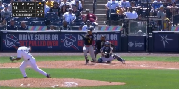Manuel Bolón Rodríguez, 3a salida de 2025, Pittsburgh 4×2 sobre Rays, del 020425, Endy Rodríguez hit en la 8ava para primera carrera en contra del bolón en 2025