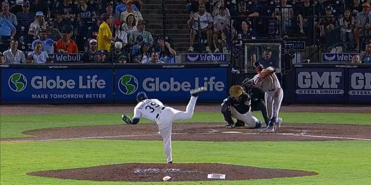 Manuel Bolón Rodríguez vs. Jake Meyers 7a entrada, jonrón solitario causante de su derrota de 2025, astros 4×3 a los Rays, del 190525 en Tampa