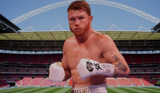 fotocomposición Saúl canelo Álvare en Wembley