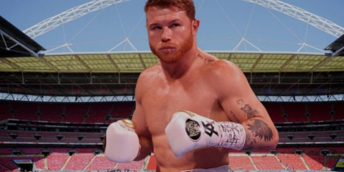 fotocomposición Saúl canelo Álvare en Wembley