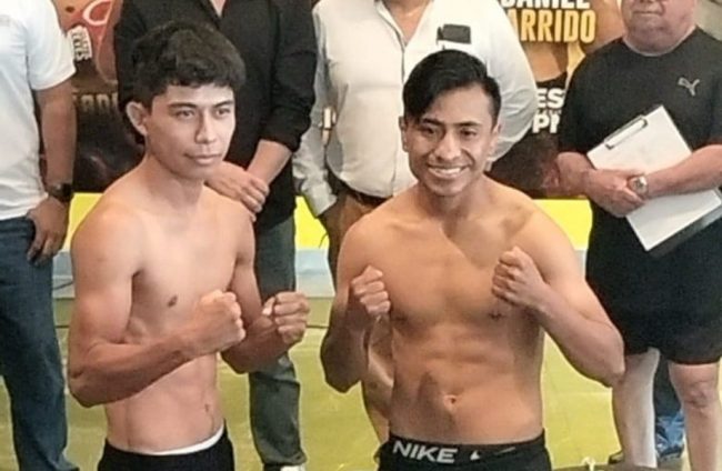 Russell Acosta pesaje vs. Juan Diego Polvorita Tadeo, del 190625 en Mérida Ybys Galerías
