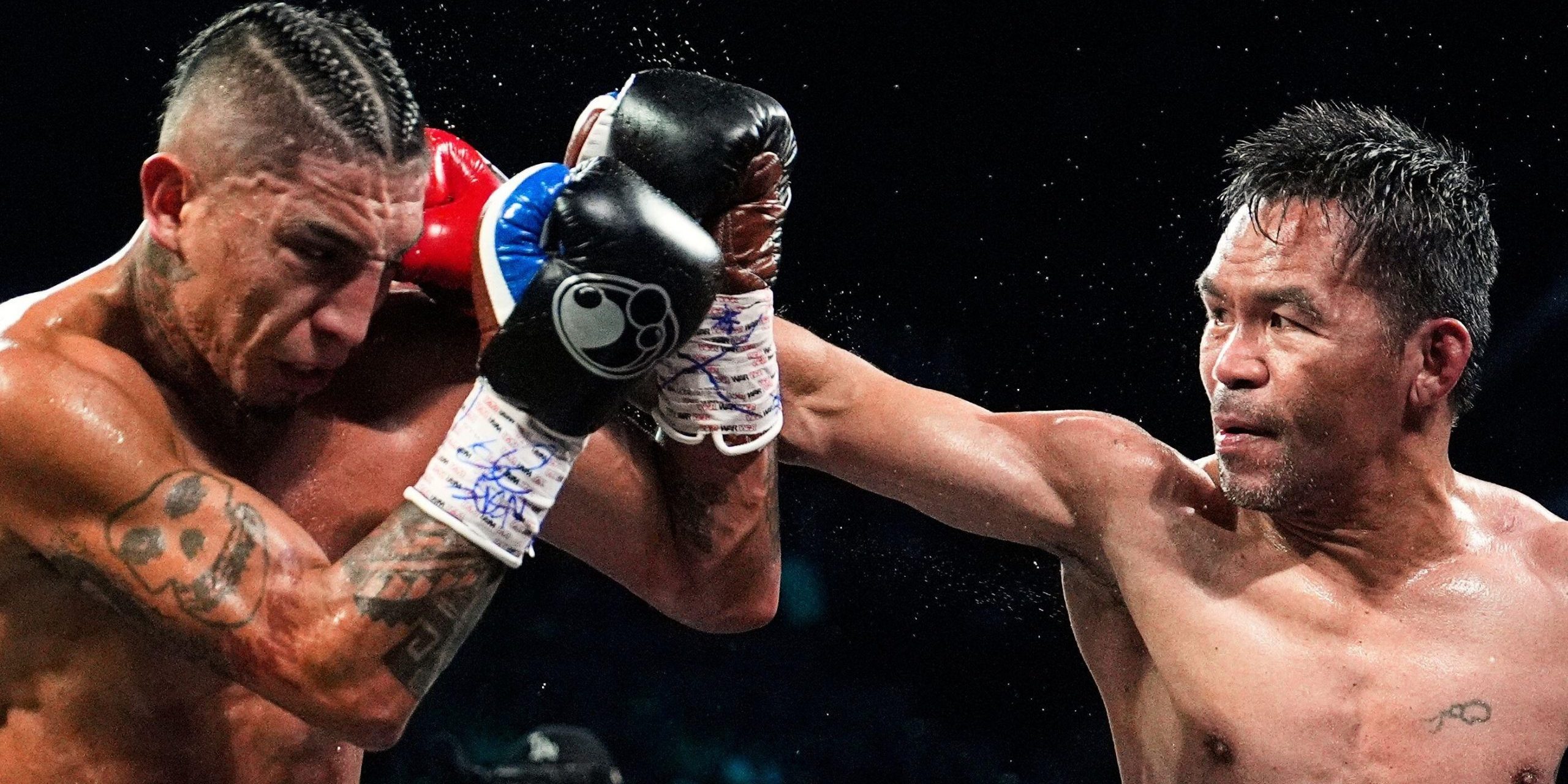 Mario Barrios vs. manny Pacquiao, empata 12 rounds, retiene el campeonato mundial wélter del CMB, del 190725 en MGM Grand de Las vegas