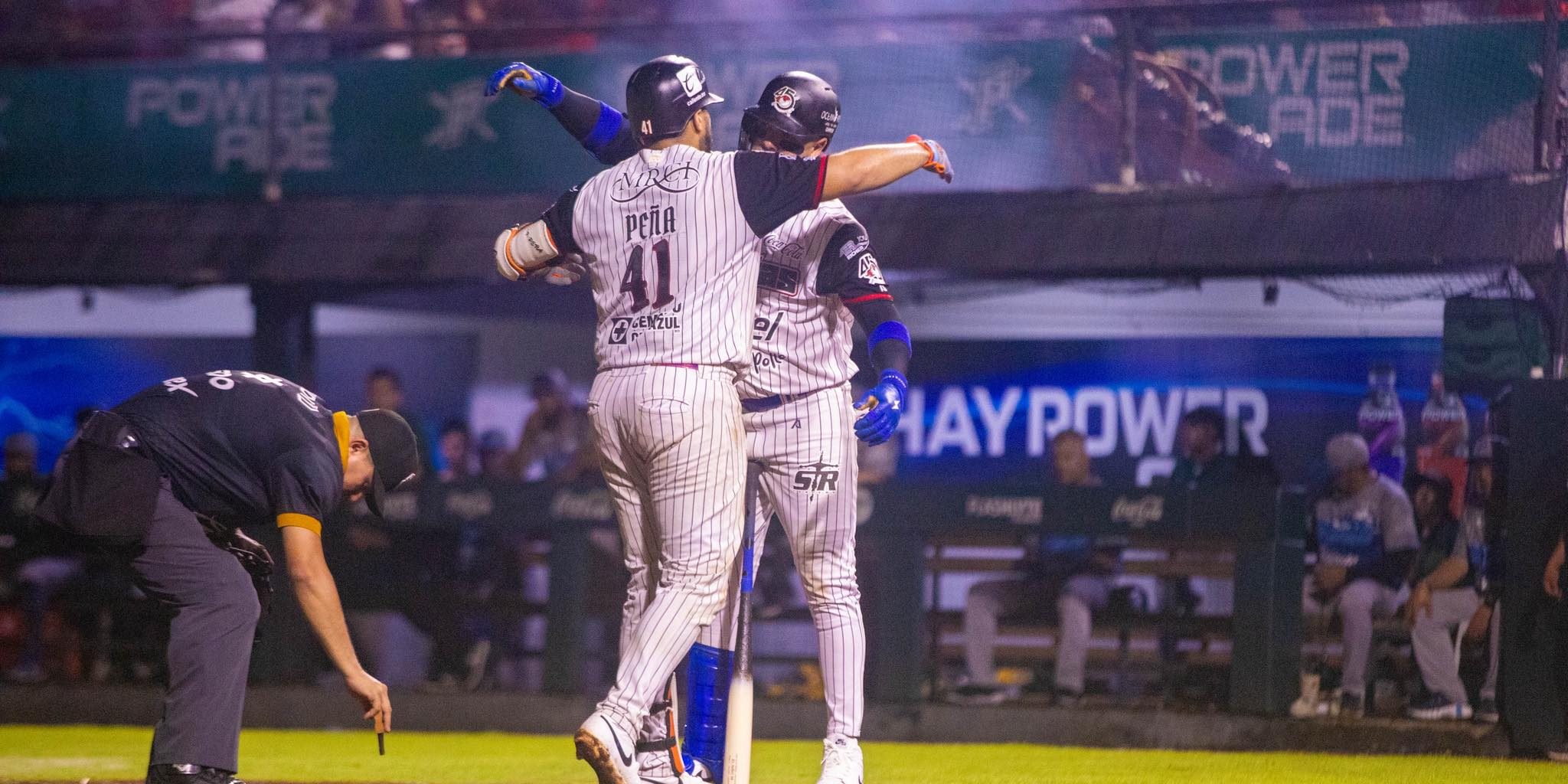 Piratas de Campeche vs. Pericos de Puebla, juego 2 1er play off, ventaja Piratas 2-1, 3×2, 1 del 100825 en Campeche, Francisco Peña, jonrón quinta entrada, solitario