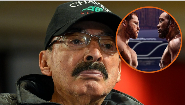 fotocomposición Ignacio Nacho Beristáin con Saúl Canelo Álvarez y Terence Crawford