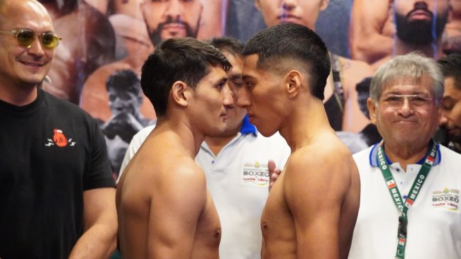 Romeo Cumi pesaje vs. Andy Villalobos del 101025 en puro box con Santiago pérez Arjona