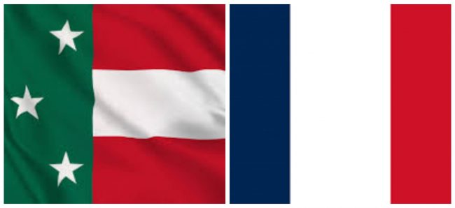 fotocomposición bandera yucateca y francesa